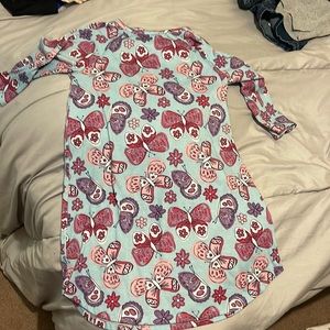 Blue night gown with purple butterflies